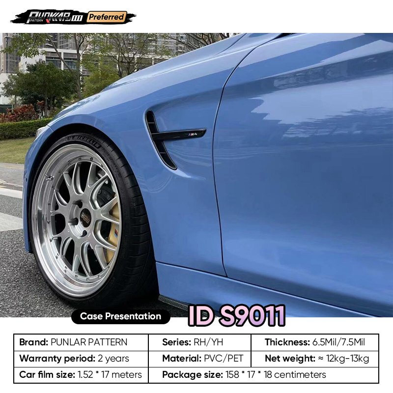 Customizable OEM Blue PET Vinyl Film High-Gloss PVC Film 1.52 Cm Wide Waterproof Color-Changing Film