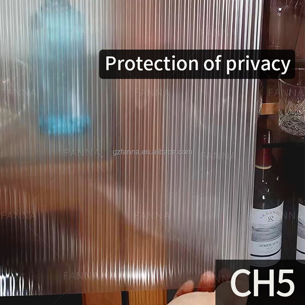 PET Width 1.52M Adhesive Decorative Window Film Covering Home Office Reeded Glass Window Film