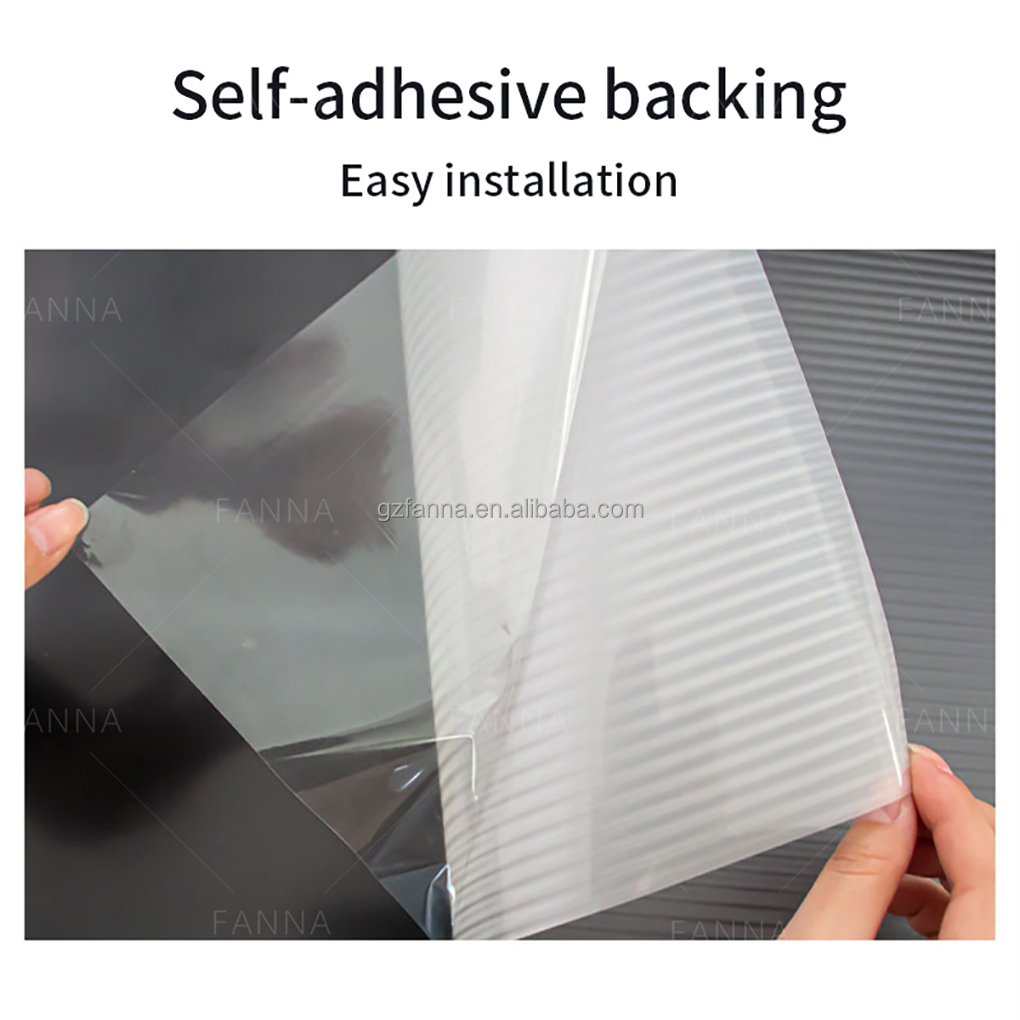 PET Width 1.52M Adhesive Decorative Window Film Covering Home Office Reeded Glass Window Film