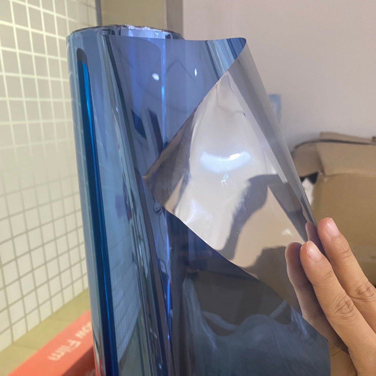 152cm*30m window tint film roll uv rejection Reflective blue silver one way vision mirror window sticker glass film decorative