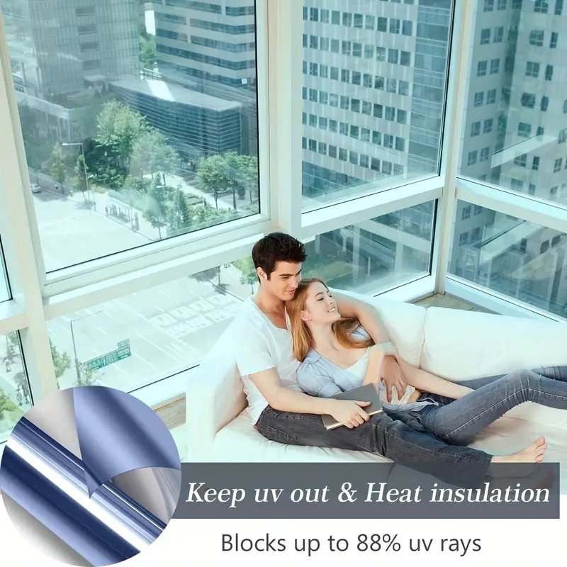 One Way Privacy Window Film for Home and Office - Reflective Tint UV Protection Heat Control, Decorative Wall Stickers For Car