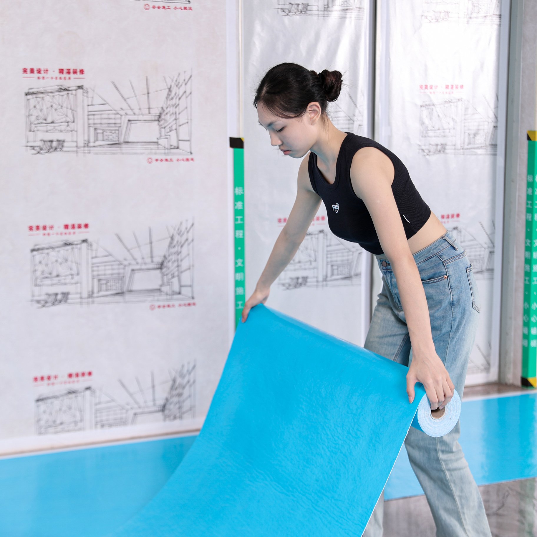 Decoration Architecture Membra Carpet Floor Protection Films Durable and Reusable Ceramic tile floor protection