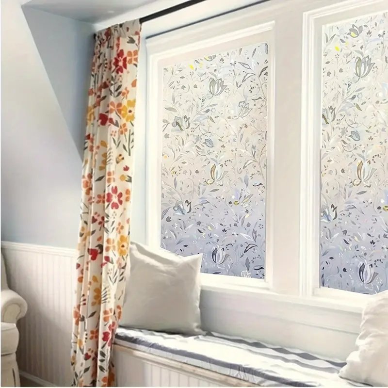 Window Privacy Film Sun Blocking Removable Sticker Decorative Glass Window Film Stained Glass Decals Static Cling For Home Decor