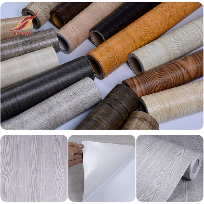 Grey Wood Grain Vinyl Film Anti Scratch Self Adhesive Decor Paper For Furniture
