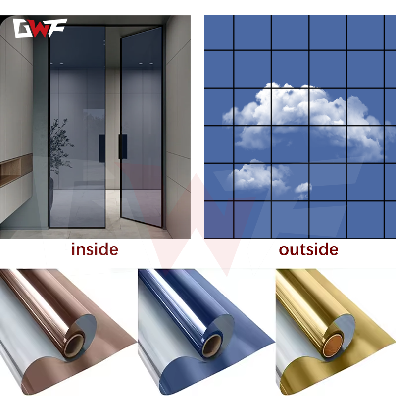 Manufacturers uv sun office architectural one way reflective mirror film sun control building window film privacy for home