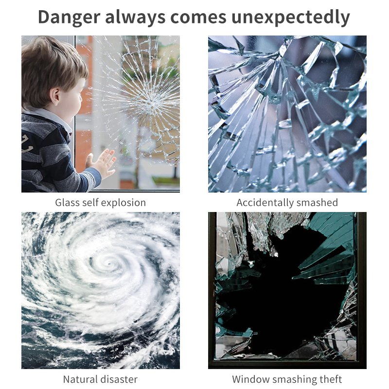 2mil 4mil 8mil 12mil Anti-Theft Explosion Protective Safety Window Glass Film Transparent Security Film For Home