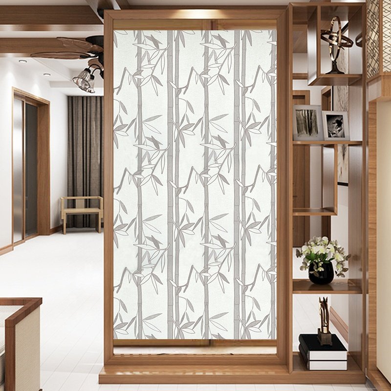 Modern Bamboo Leaves Decorative Self Adhesive Vinyl PVC Window Glass Film For Window