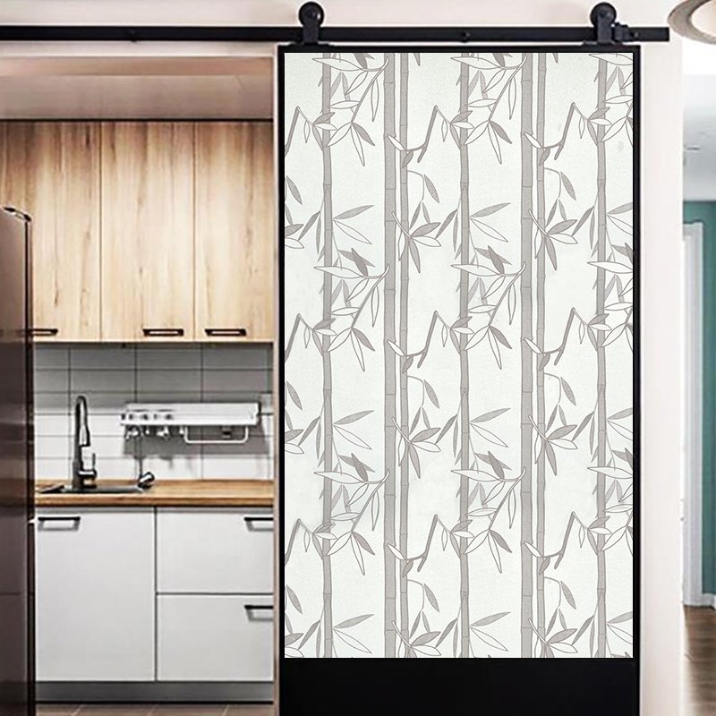 Modern Bamboo Leaves Decorative Self Adhesive Vinyl PVC Window Glass Film For Window
