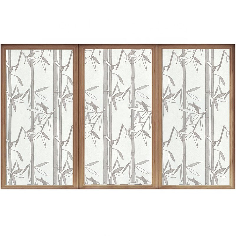 Modern Bamboo Leaves Decorative Self Adhesive Vinyl PVC Window Glass Film For Window