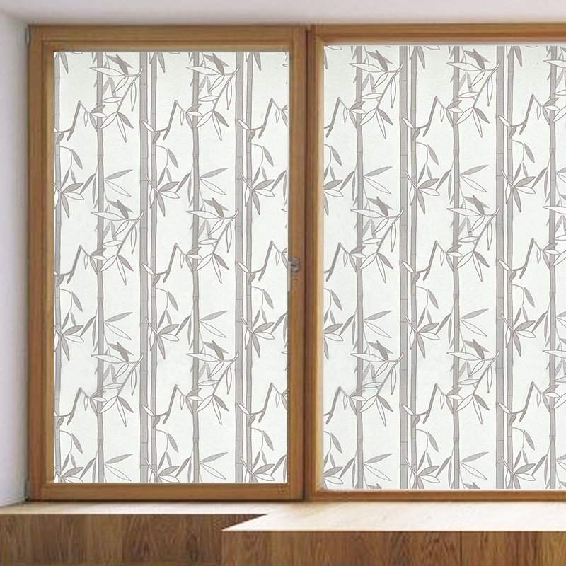 Modern Bamboo Leaves Decorative Self Adhesive Vinyl PVC Window Glass Film For Window