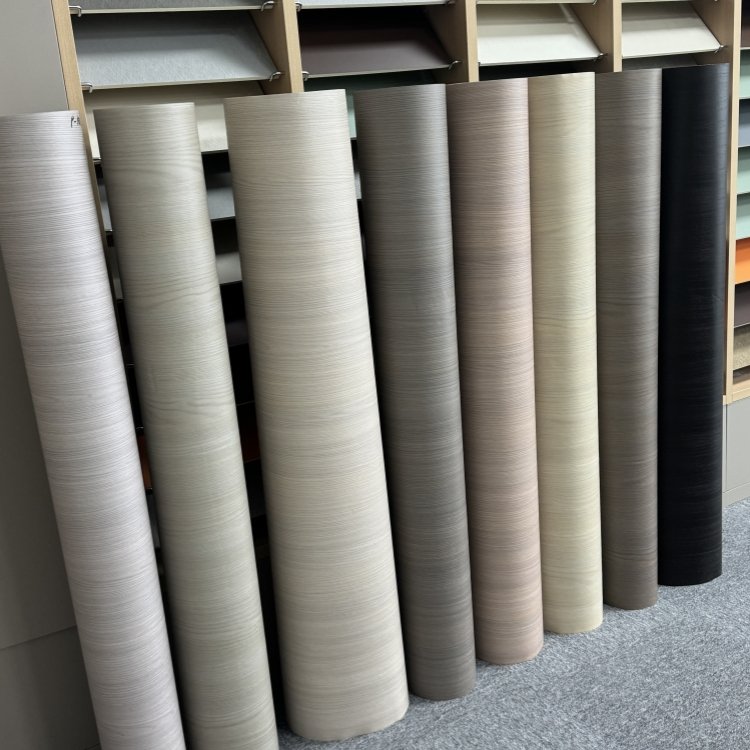 UV Coated Wood pvc vacuum film vinyl embossed decorative pvc membrane foil for furniture kitchen cabinet door pvc film roll