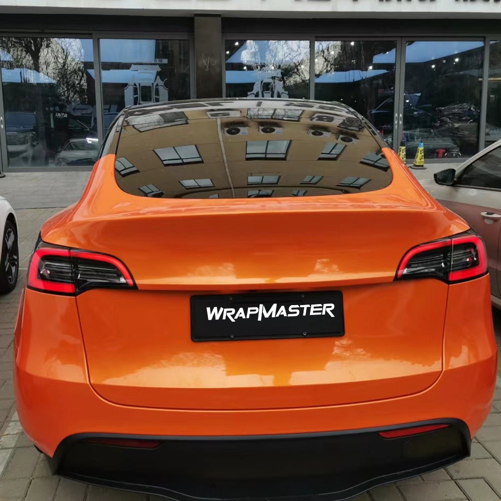 WRAPMASTER 1.52*18m PET Liner Car Wrap Vinyl Super Glossy Racing Golden Orange Car Paint Protection Film Car StickerCar Film