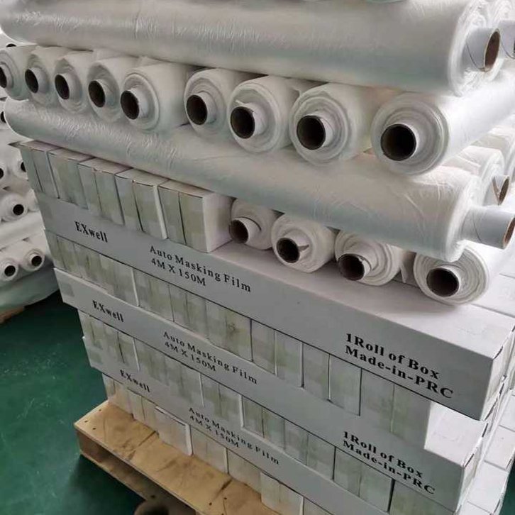 4mx150m 9 mic HDPE /PE automotive plastic film overspray masking film for car cover body shop paint