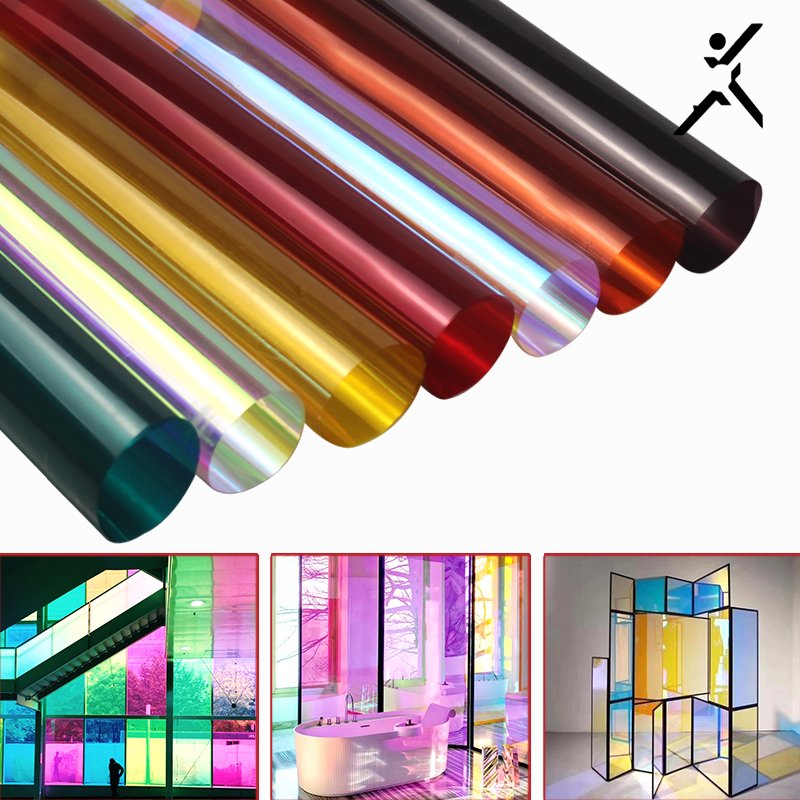 1.52x30M Colored Light Yellow Mall Glass Building Decorative Security Window Protection Tinted Film