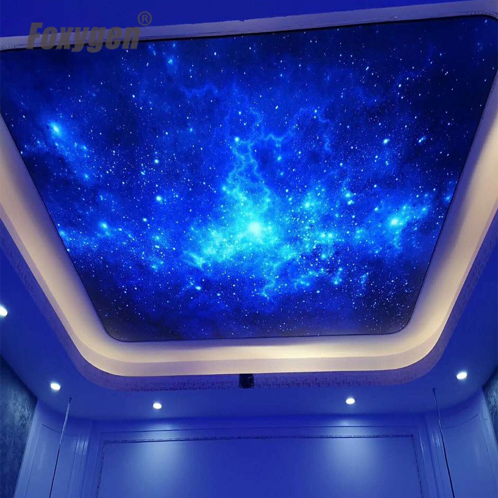 High Quality UV printed Night Sky PVC stretch ceiling film vivid starry night sky fiber optic star ceiling decoration