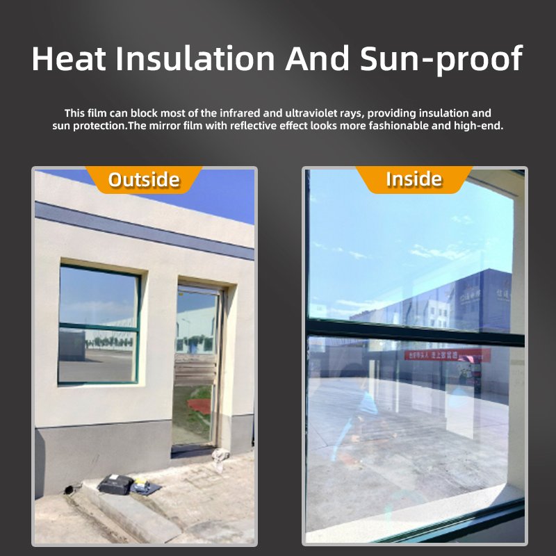 Heat Control One Way Mirror UV Protection Building Glass Decoration Film Window Protect Film Silver Reflective Window Tint Film