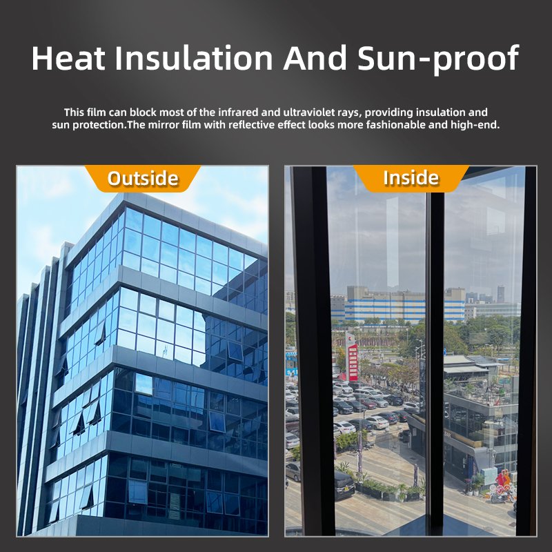 Heat Control One Way Mirror UV Protection Building Glass Decoration Film Window Protect Film Silver Reflective Window Tint Film