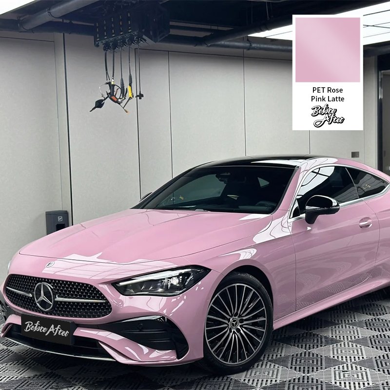 High Glossy Pink Wrap Vinyl Car Tuning Stickers PET Glossy Rose Pink changing self healing cheap pink viny Film
