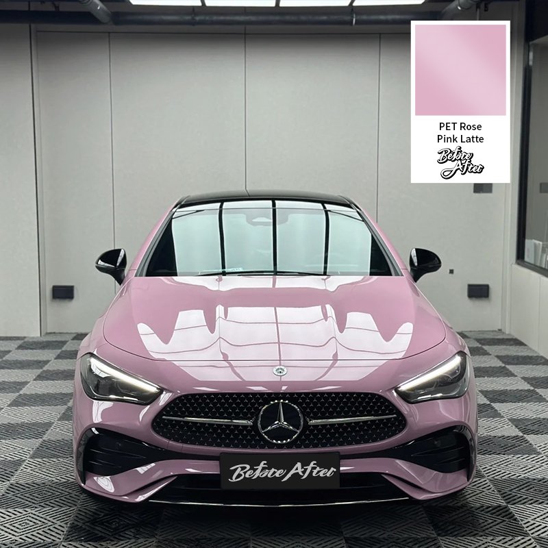 High Glossy Pink Wrap Vinyl Car Tuning Stickers PET Glossy Rose Pink changing self healing cheap pink viny Film