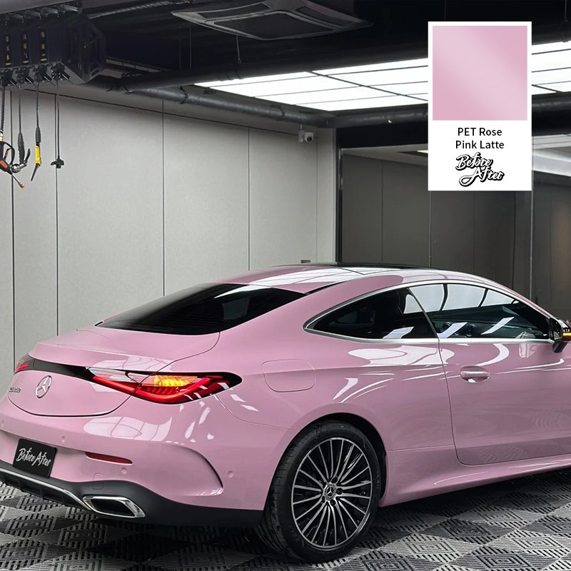 High Glossy Pink Wrap Vinyl Car Tuning Stickers PET Glossy Rose Pink changing self healing cheap pink viny Film