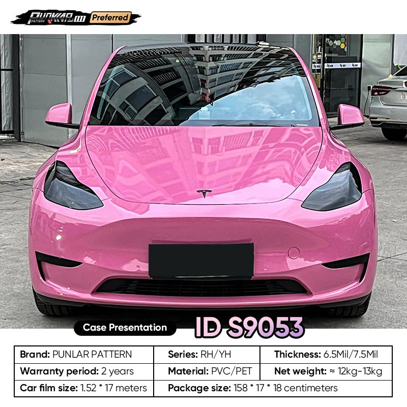 Customizable OEM Pink PET Vinyl Film High-Gloss PVC Film 1.52 Cm Wide Waterproof Color-Changing Film