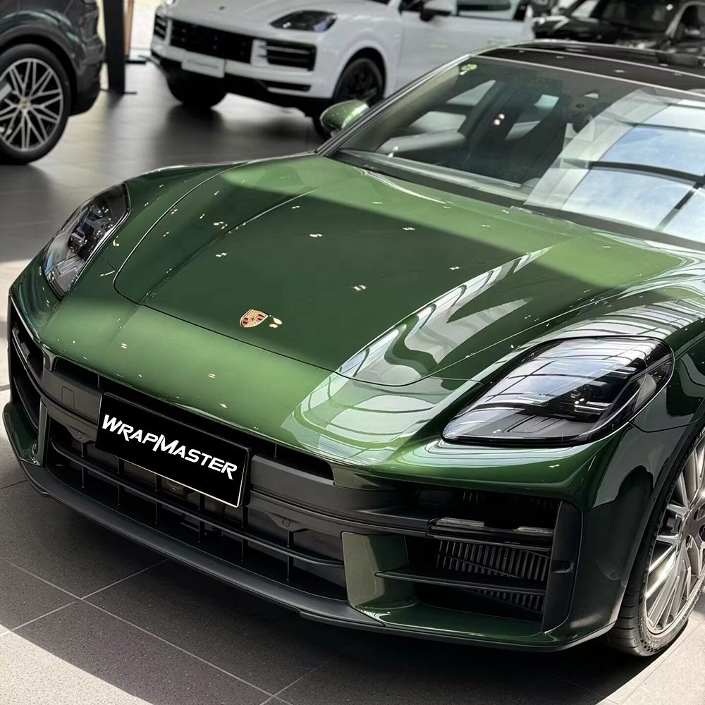 WRAPMASTER 1.52*17m Gloss PET Oak Green Wrap Vinyl Metallic Green Car Body Sticker Car Wrapping Films