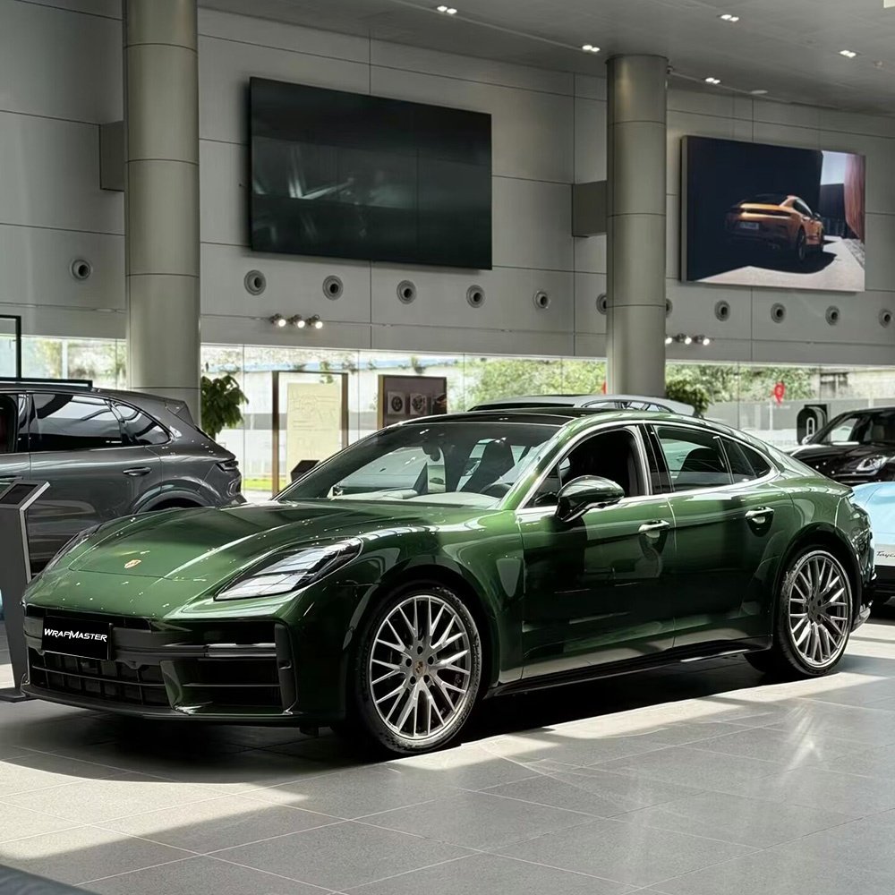 WRAPMASTER 1.52*17m Gloss PET Oak Green Wrap Vinyl Metallic Green Car Body Sticker Car Wrapping Films