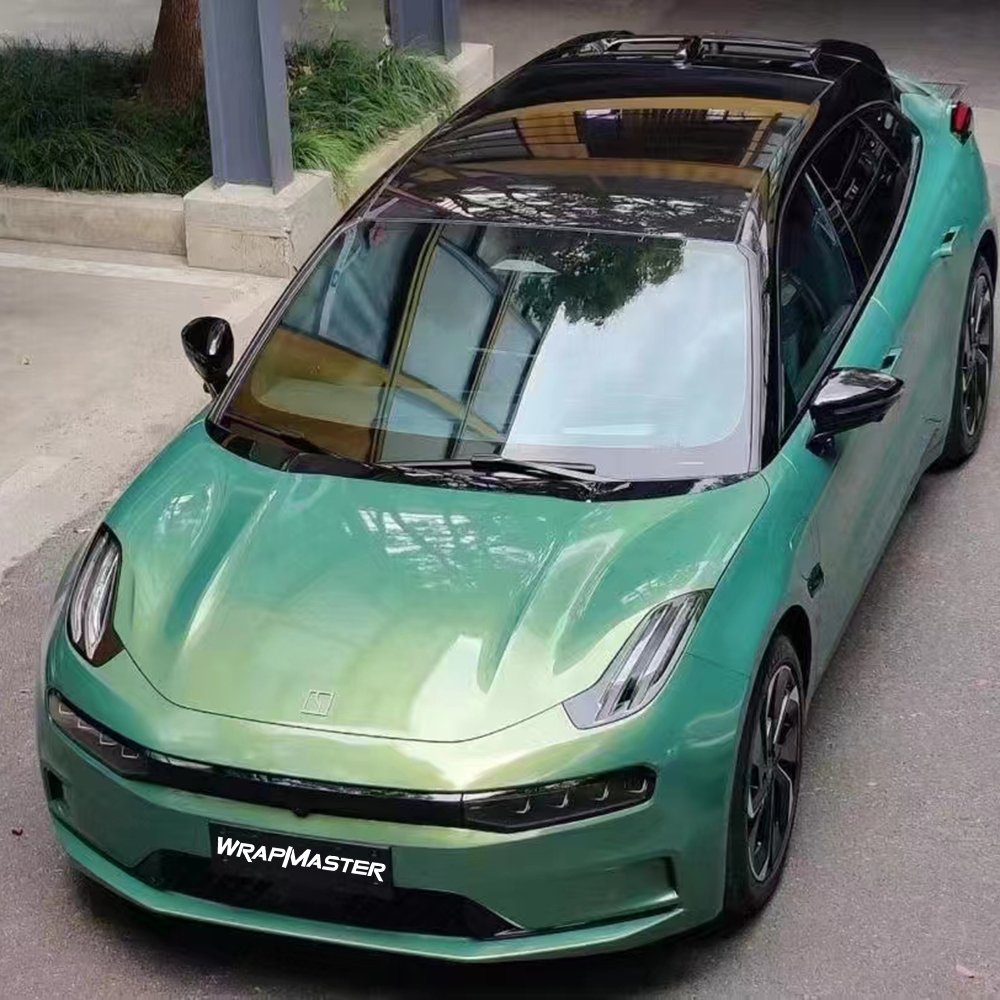 WRAPMASTER 5*59FT Car Sticker Clear Paint Protection PET Backing Rainbow Green Vinyl Wrap