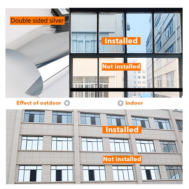 HIgh reflection mirror chrome one way vision IR rejection self adhesive building window glass tinted film for architectural