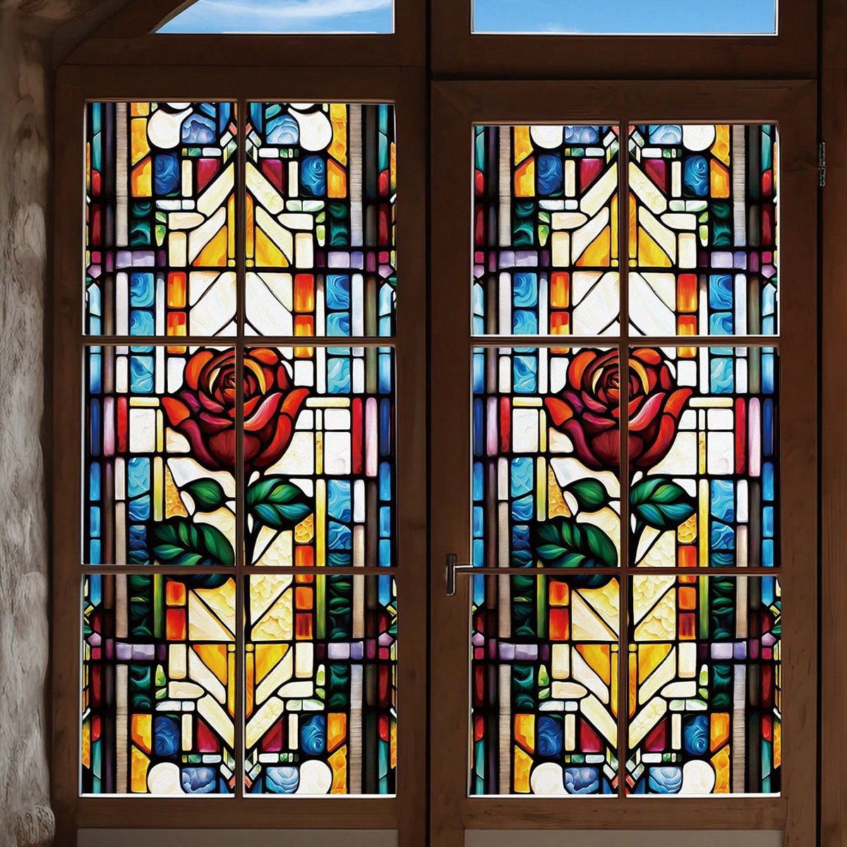 Art Church Stain Pattern Glass Supplies Stained Glass Partition Sheets Decorative Door Stain Glass Film