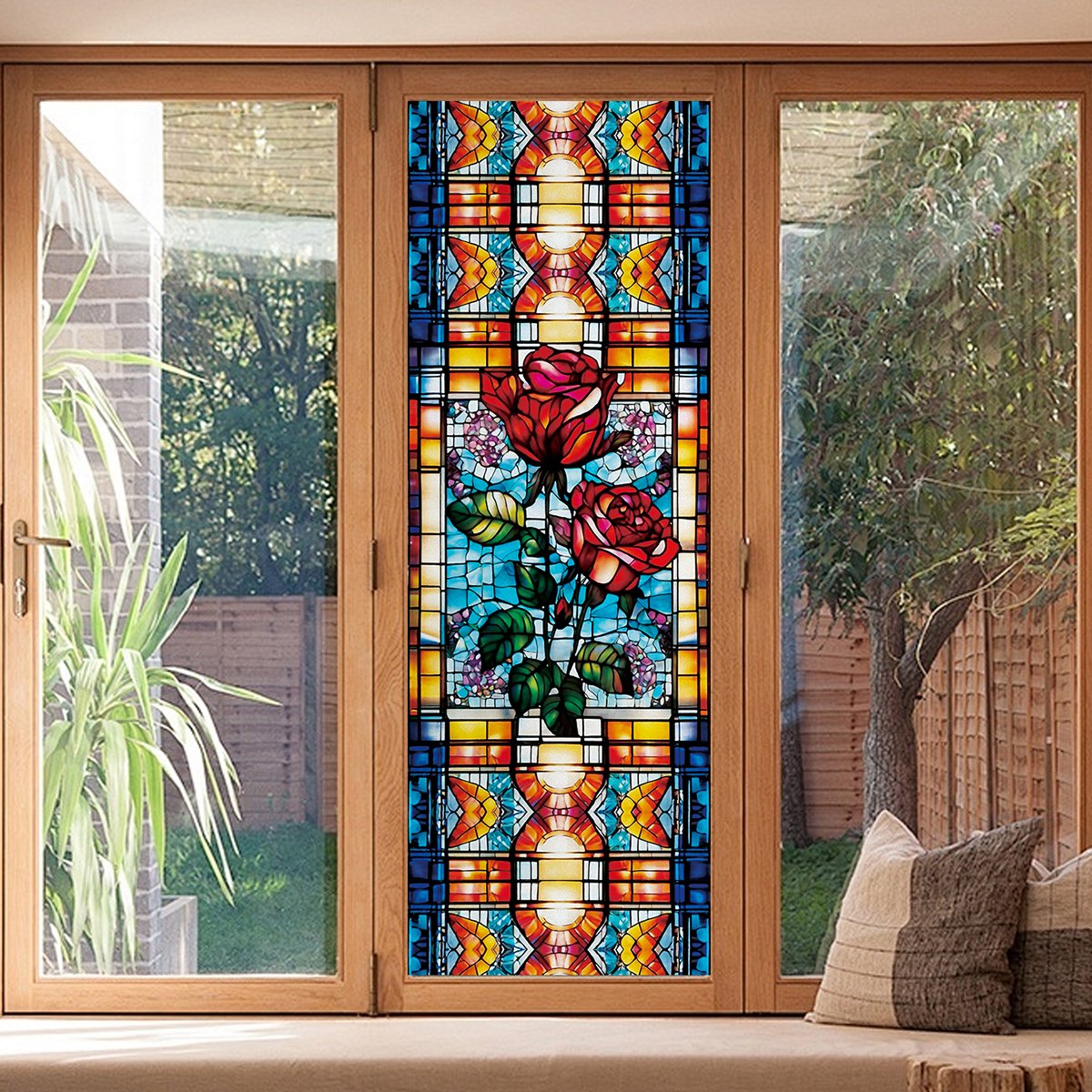 Art Church Stain Pattern Glass Supplies Stained Glass Partition Sheets Decorative Door Stain Glass Film