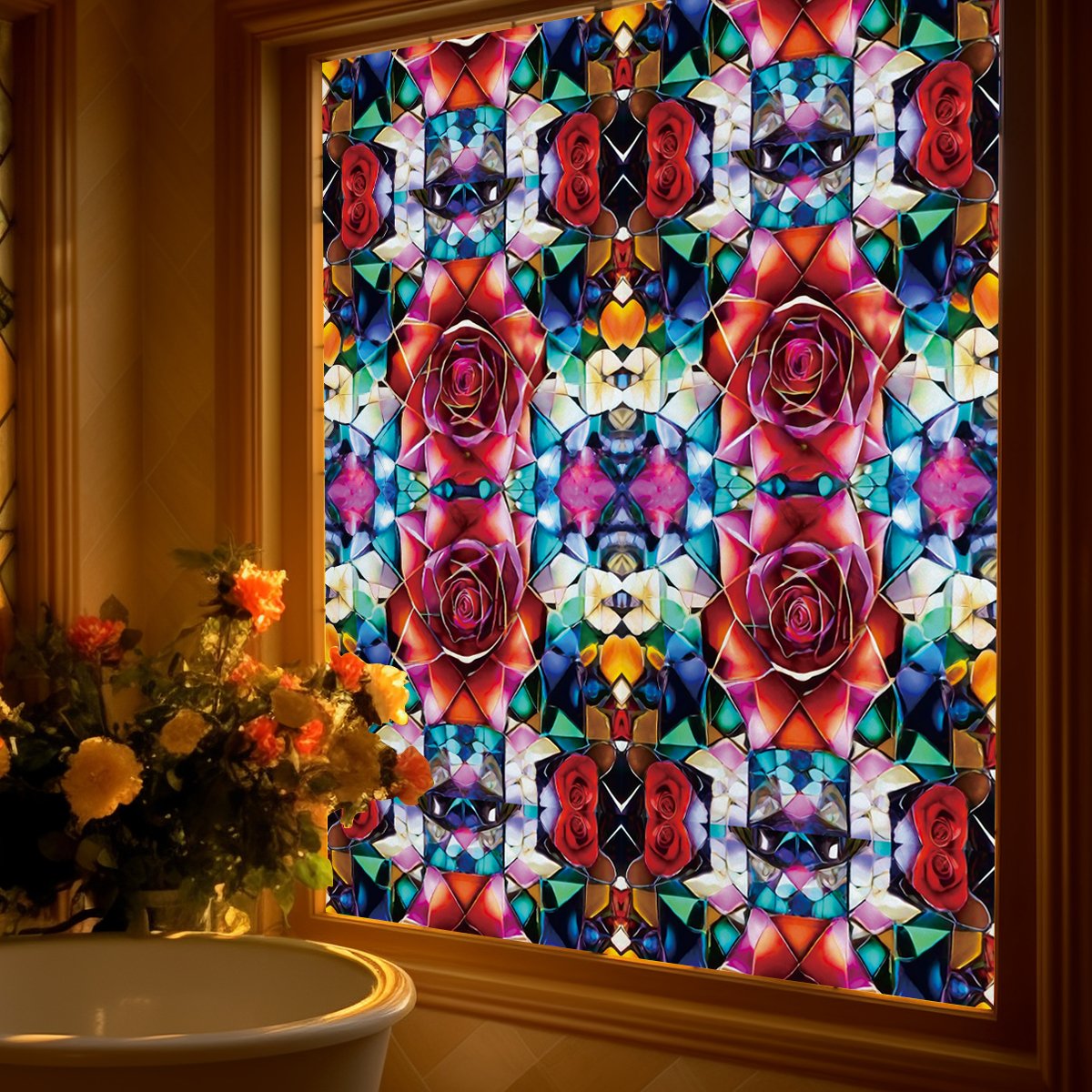 Art Church Stain Pattern Glass Supplies Stained Glass Partition Sheets Decorative Door Stain Glass Film