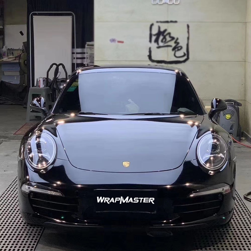 WRAPMASTER 5*59FT Air Bubble Free Removable Super Glossy Vinyl Piano Black Automotive Vinyl Sheets