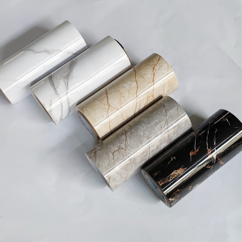 2022 PVC Stone Design High Glossy Series Marble Grain PVC Decorative Film For Hot Press Wall Decor Vacuum Film