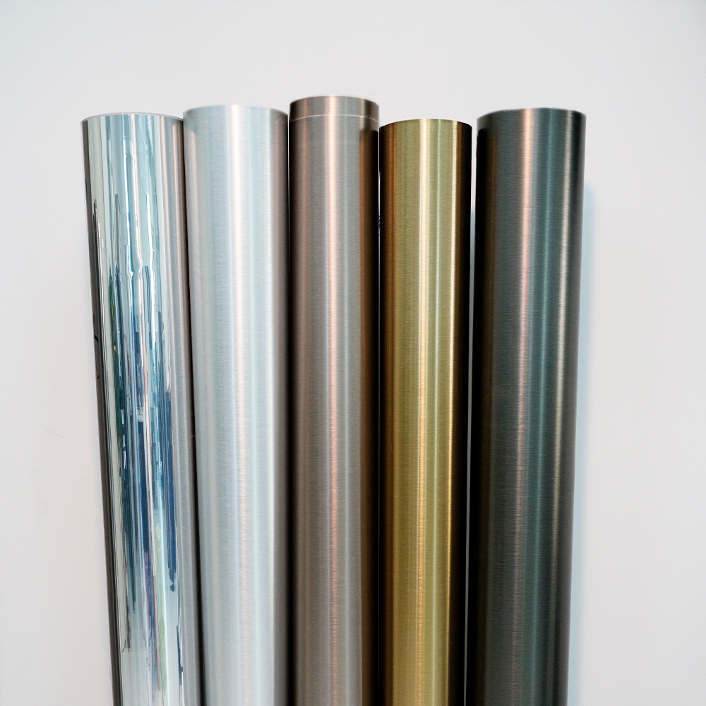 Factory Wholesale PETG Non-Self Adhesive Metallic Brushed Furniture Decorative Film