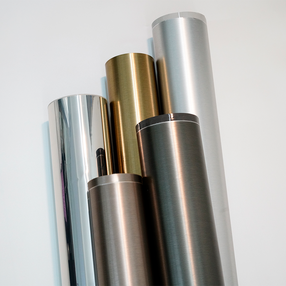 Factory Wholesale PETG Non-Self Adhesive Metallic Brushed Furniture Decorative Film