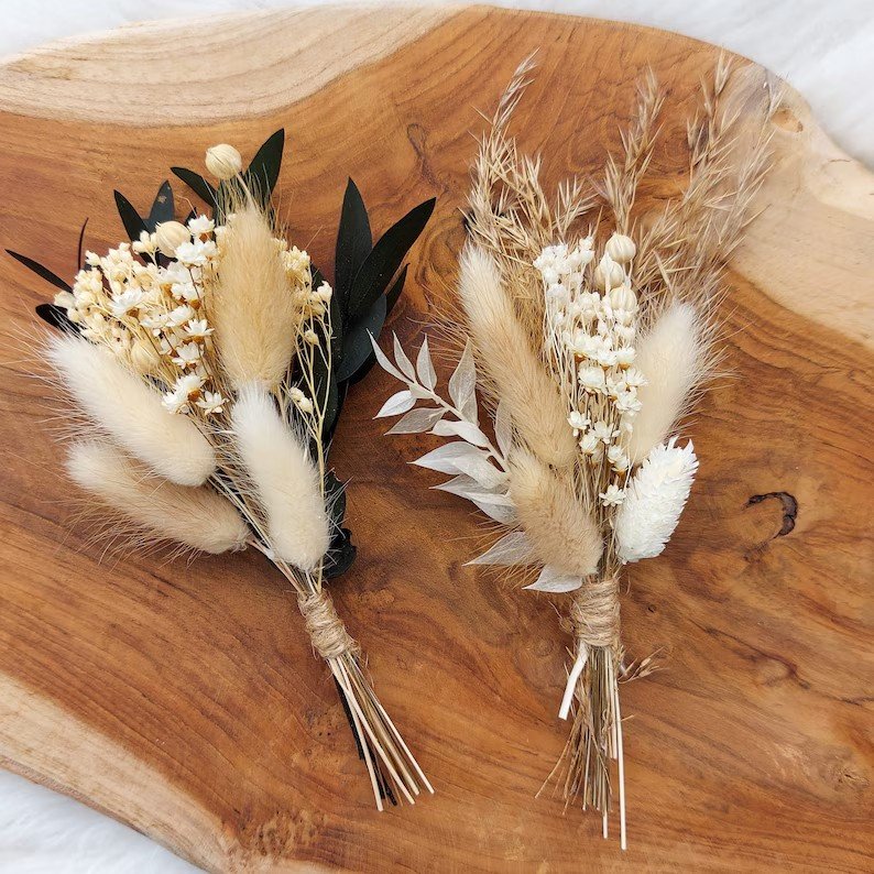 Mini Dried Flowers Bouquet Small Decorative Flowers Bunny Tails Grass Eucalyptus Leaves Dry Flower Bouquet