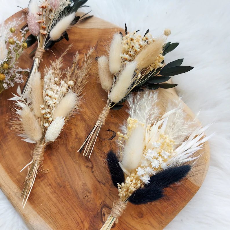 Mini Dried Flowers Bouquet Small Decorative Flowers Bunny Tails Grass Eucalyptus Leaves Dry Flower Bouquet