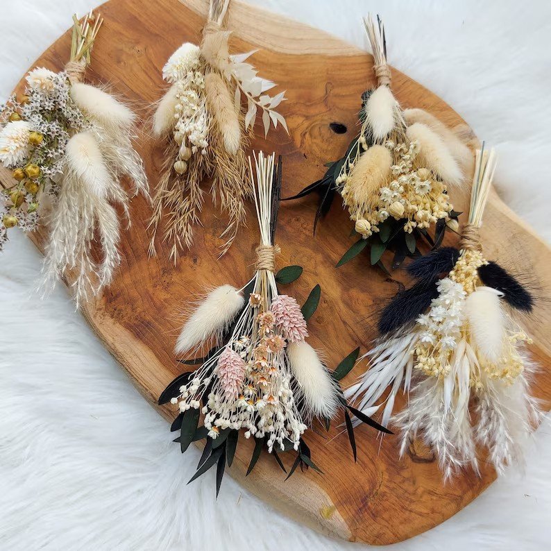 Mini Dried Flowers Bouquet Small Decorative Flowers Bunny Tails Grass Eucalyptus Leaves Dry Flower Bouquet