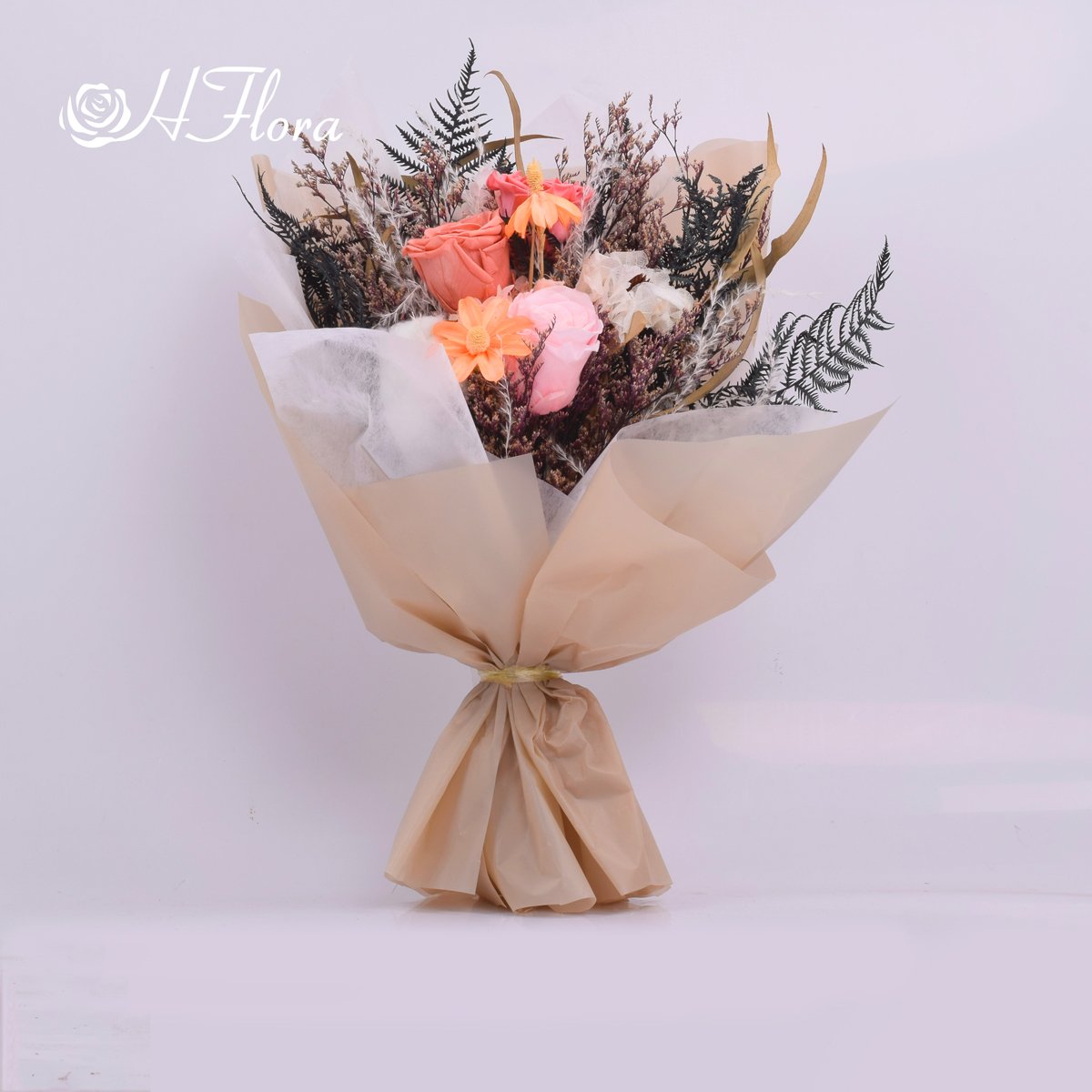 Hflora Hot Sale Artifical Dried Flowers Bouquet And Plants Customize Wedding Bridal Bouquets Floresor Artificiales Flower