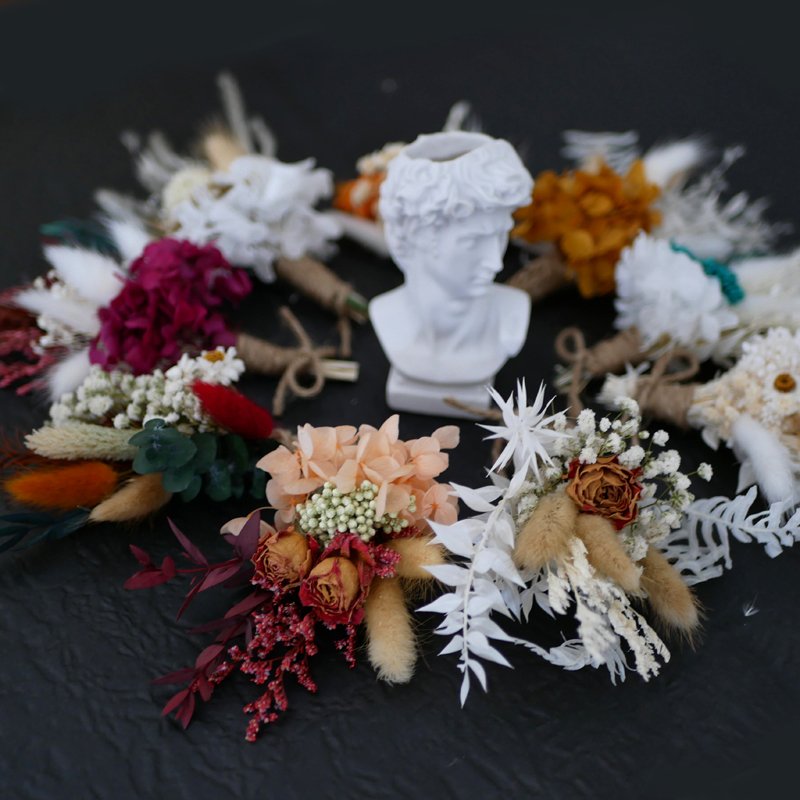 Wedding Mini Bridal Bouquet Dried Flowers Grooms Boutonniere Boho Decor Mini Dry Flower Bouquet Wrist Corsage Wedding Flowers