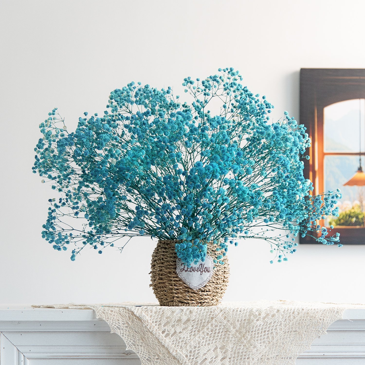 Factory Wholesale blue full preserved baby's breath floral dried baby breath gypsophila babysbreath bouquet flower