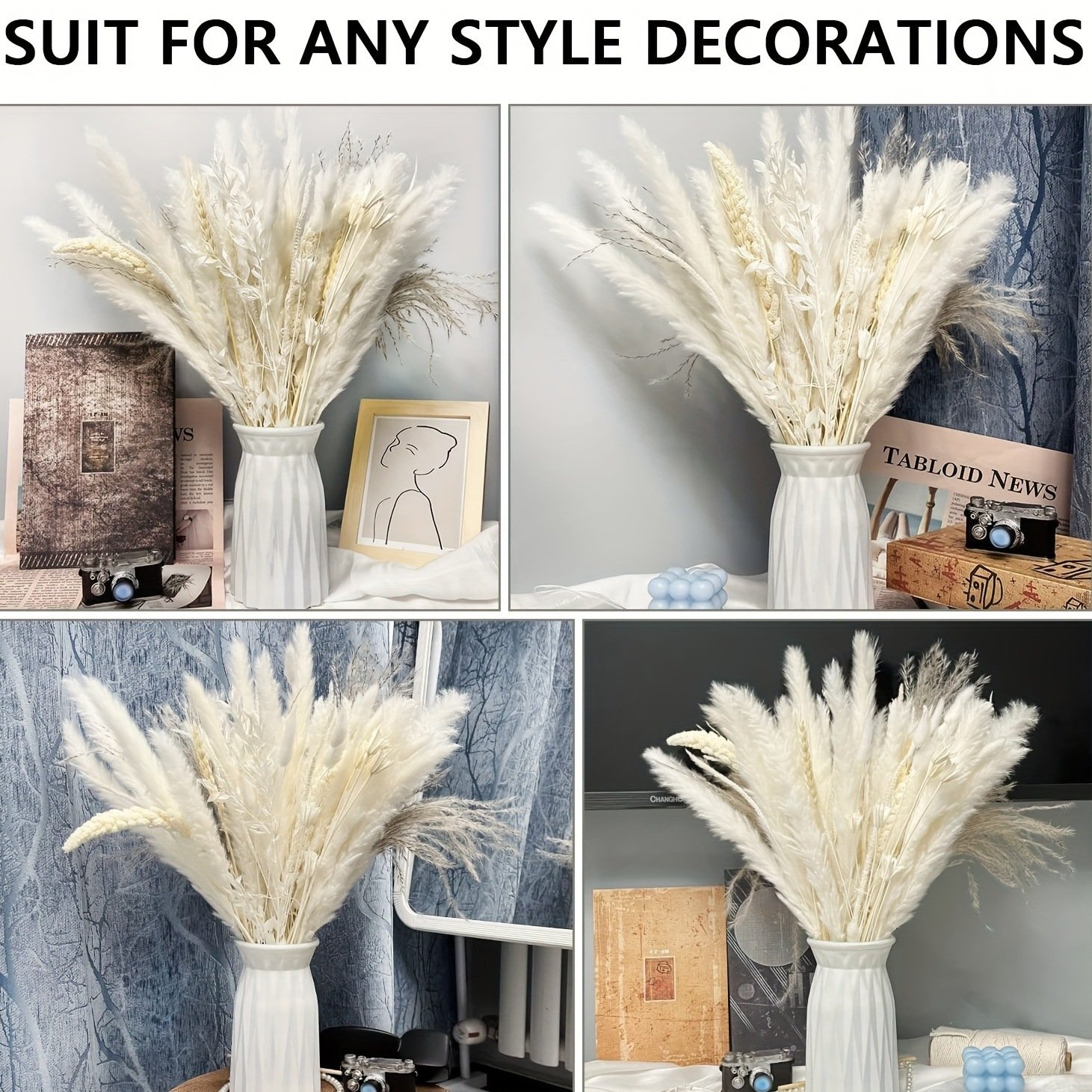 Wholesale Simulated Feathers Faux Gradient Natural White beige Color Easter Wedding Decorations artificial grass pampas