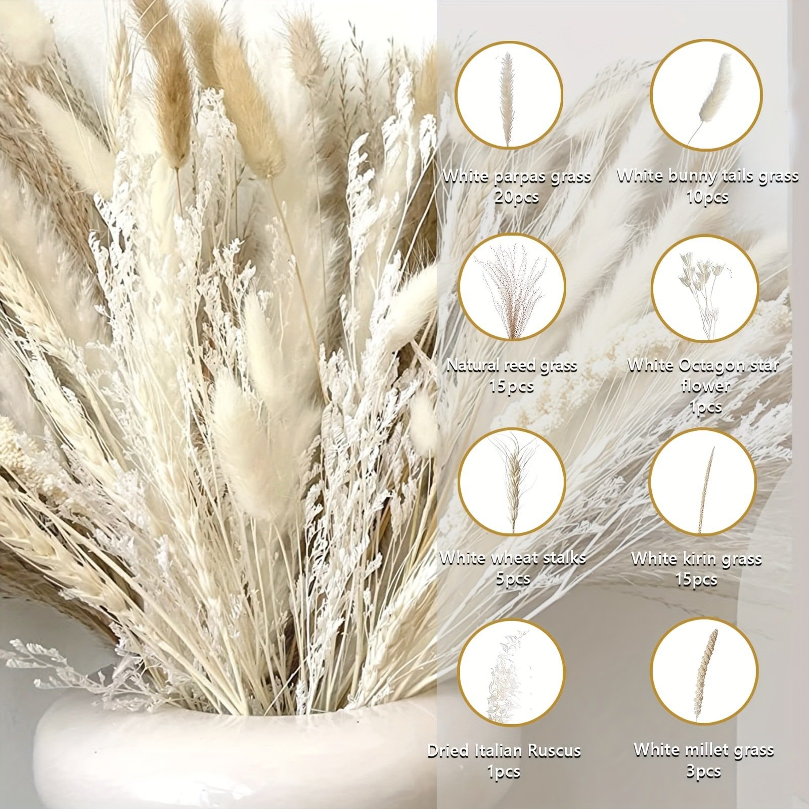 Wholesale Simulated Feathers Faux Gradient Natural White beige Color Easter Wedding Decorations artificial grass pampas