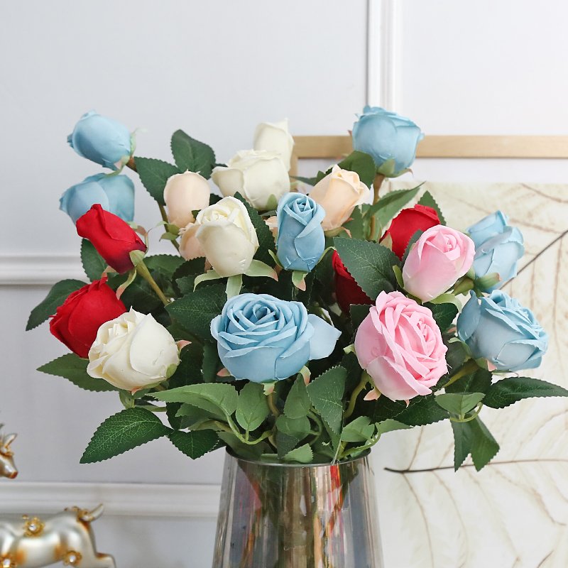Decorative Real Touch Rose Artificial Flowers Single Bulk Silk White Roses Latex Real Touch Flower Artificial For Wedding Decor