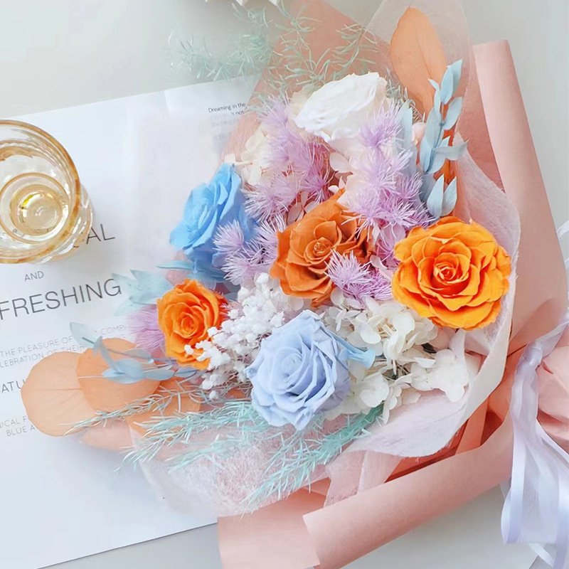 Customized Factory Supply Eternal Roses Wholesale Dried Forever Roses Preserved Flowers Bouquets