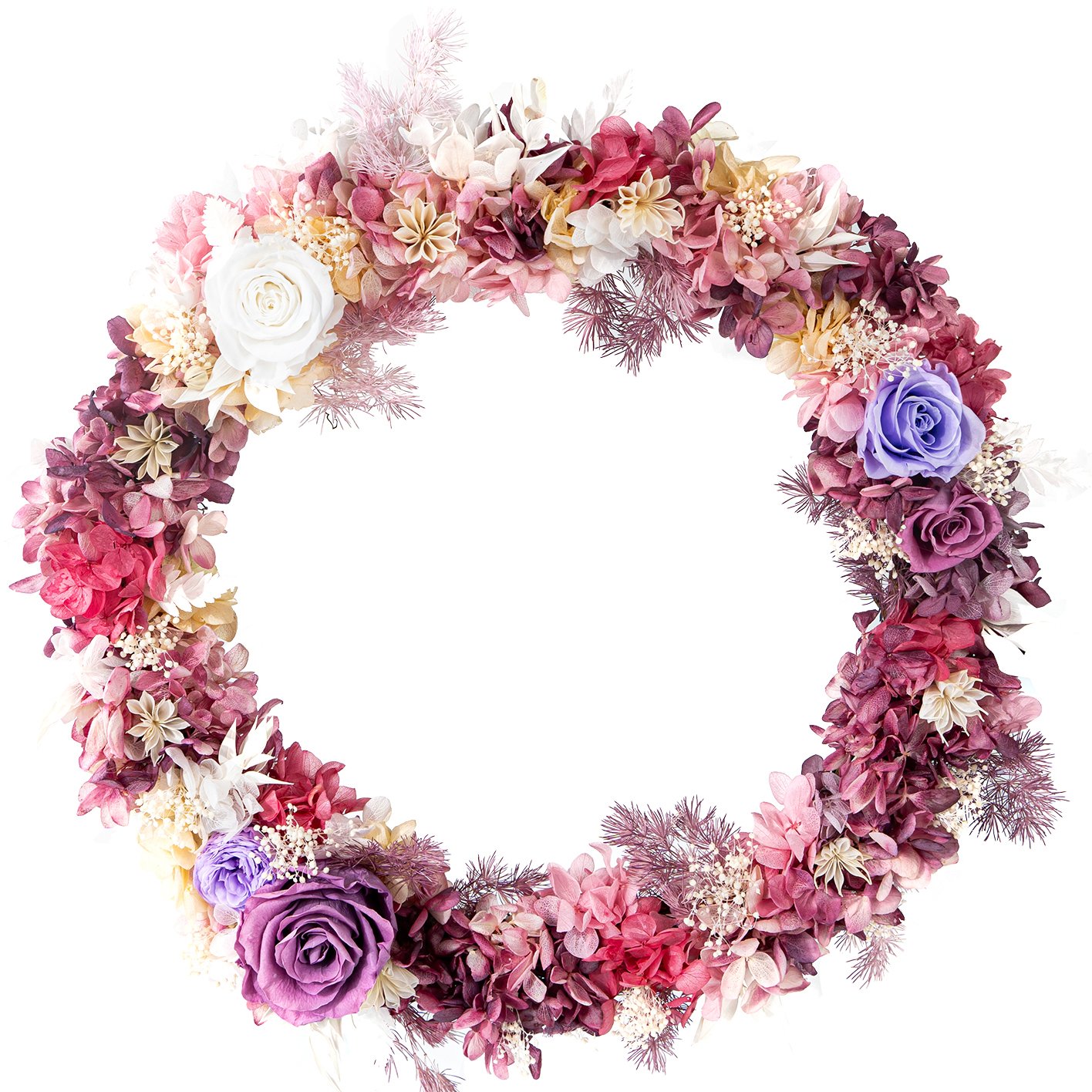 33cm Christmas Decoration Supplier New Year Christmas Door Decoration Preserved Flower Christmas Tree Floral Garland Wreath