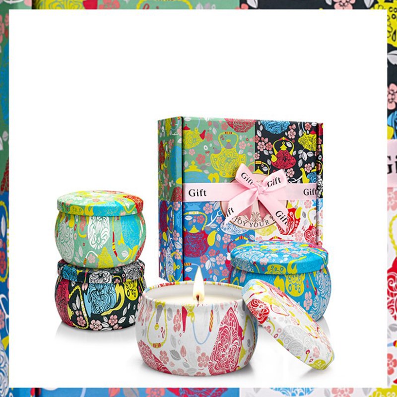Top Selling Wholesale Luxury Private Label Gift Set Metal Aroma Tins Jar Natural Soy Wax Scented Candles