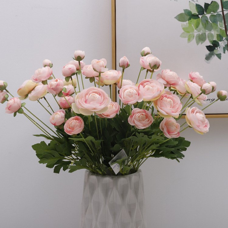 China Factory Artificial Flowers Persian Ranunculus Real Touch Artificial Dried Flower for Home Wedding Decoration