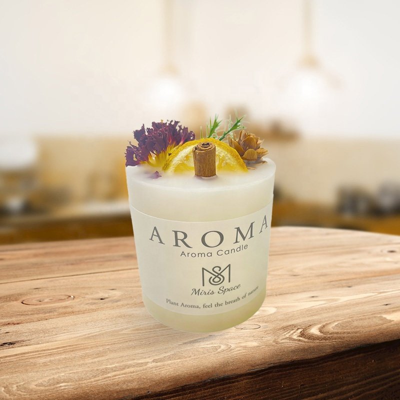 Customizable Handmade Romantic Aromatherapy Dried Flower Gift Set Wedding Decoration Scented Logo Wax Soy White Pillar Candle
